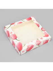 Изображение Коробка складная «Тюльпаны», 20×20×4 см